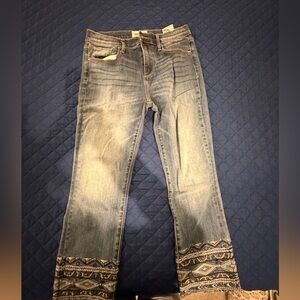 DRIFTWOOD Blue Flare Jeans with Embroidery